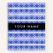 Greek Fret Arabesque blauw, Jouw naam, personalise Notitieboek (Voorkant)