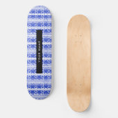 Greek Fret Arabesque blauw, Jouw naam, personalise Persoonlijk Skateboard (Voorkant)