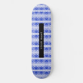 Greek Fret Arabesque blauw, Jouw naam, personalise Persoonlijk Skateboard (Voorkant)