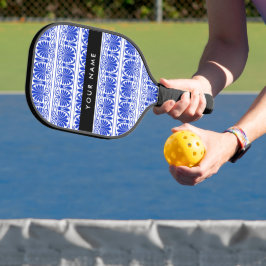 Greek Fret Arabesque blauw, Jouw naam, personalise Pickleball Paddle