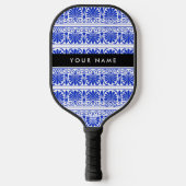 Greek Fret Arabesque blauw, Jouw naam, personalise Pickleball Paddle (Voorkant)