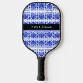 Greek Fret Arabesque blauw, Jouw naam, personalise Pickleball Paddle (Achterkant)