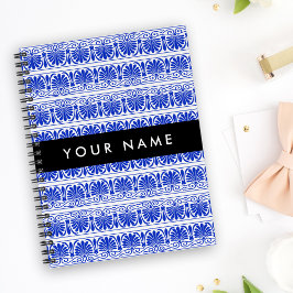 Greek Fret Arabesque blauw, Jouw naam, personalise Planner