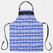 Greek Fret Arabesque blauw, Jouw naam, personalise Schort (Voorkant)