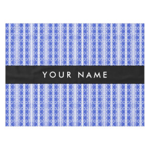 Greek Fret Arabesque blauw, Jouw naam, personalise Tafelkleed