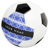 Greek Fret Arabesque blauw, Jouw naam, personalise Voetbal (Drie kwart)