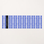 Greek Fret Arabesque blauw, Jouw naam, personalise Yogamat (Voorkant (horizontaal))