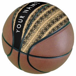 Greek Fret Arabesque Brown, Jouw naam, personalise Basketbal