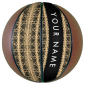 Greek Fret Arabesque Brown, Jouw naam, personalise Basketbal (Verticaal)