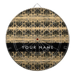 Greek Fret Arabesque Brown, Jouw naam, personalise Dartbord
