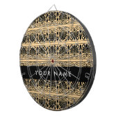 Greek Fret Arabesque Brown, Jouw naam, personalise Dartbord (Voorkant Rechts)