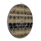 Greek Fret Arabesque Brown, Jouw naam, personalise Dartbord (Voorkant Links)