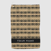 Greek Fret Arabesque Brown, Jouw naam, personalise Golfhanddoek (Voorkant)