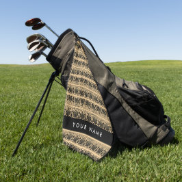 Greek Fret Arabesque Brown, Jouw naam, personalise Golfhanddoek
