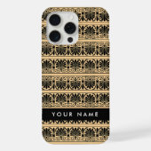 Greek Fret Arabesque Brown, Jouw naam, personalise iPhone Hoesje (Achterkant)