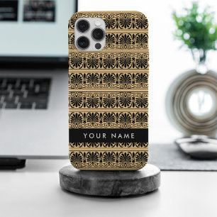 Greek Fret Arabesque Brown, Jouw naam, personalise iPhone 15 Pro Max Case