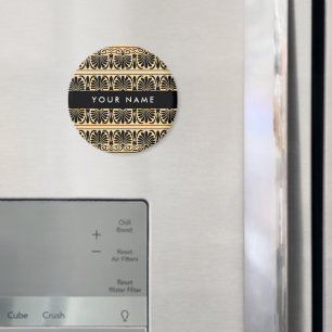 Greek Fret Arabesque Brown, Jouw naam, personalise Magneet