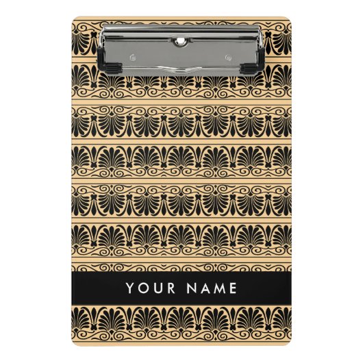 Greek Fret Arabesque Brown, Jouw naam, personalise Mini Klembord (Voorkant)