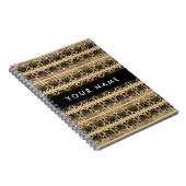 Greek Fret Arabesque Brown, Jouw naam, personalise Notitieboek (Rechterzijde)