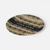 Greek Fret Arabesque Brown, Jouw naam, personalise Papieren Bordje (Gekanteld)