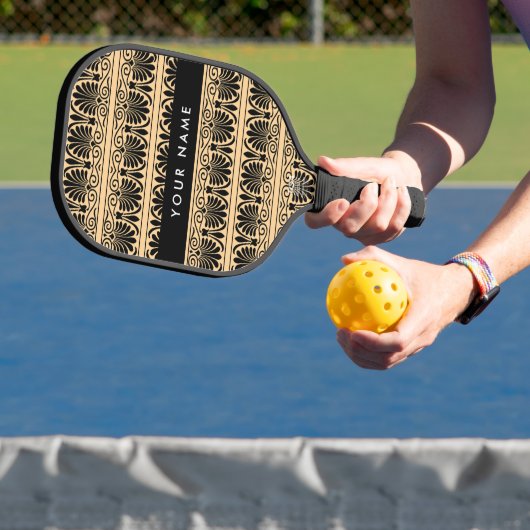 Greek Fret Arabesque Brown, Jouw naam, personalise Pickleball Paddle (Insitu)