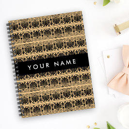 Greek Fret Arabesque Brown, Jouw naam, personalise Planner