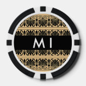 Greek Fret Arabesque Brown, Jouw naam, personalise Poker Chips (Voorkant)