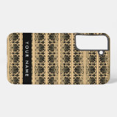 Greek Fret Arabesque Brown, Jouw naam, personalise Samsung Galaxy Hoesje (Achterkant horizontaal)