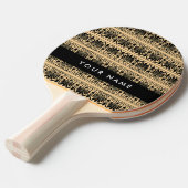 Greek Fret Arabesque Brown, Jouw naam, personalise Tafeltennisbatje (Voorkant Gekanteld)