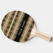 Greek Fret Arabesque Brown, Jouw naam, personalise Tafeltennisbatje (Zijkant)