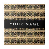 Greek Fret Arabesque Brown, Jouw naam, personalise Tegeltje (Voorkant)