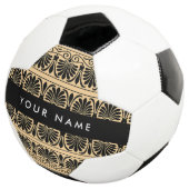 Greek Fret Arabesque Brown, Jouw naam, personalise Voetbal (Drie kwart)