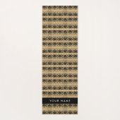 Greek Fret Arabesque Brown, Jouw naam, personalise Yogamat (Achterkant)