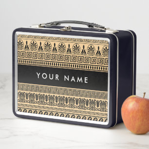 Greek Fret, Mixed Meander Key, Bruin, Jouw naam