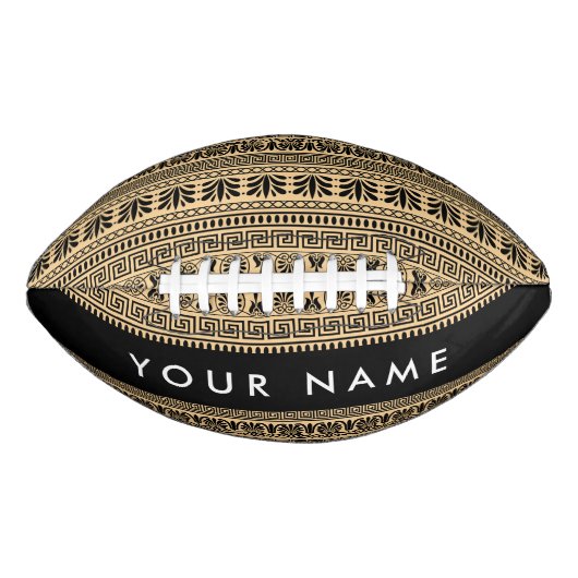 Greek Fret, Mixed Meander Key, Bruin, Jouw naam American Football (Voorkant)