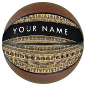 Greek Fret, Mixed Meander Key, Bruin, Jouw naam Basketbal (Voorkant)