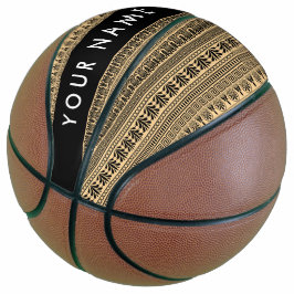 Greek Fret, Mixed Meander Key, Bruin, Jouw naam Basketbal