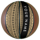 Greek Fret, Mixed Meander Key, Bruin, Jouw naam Basketbal (Verticaal)