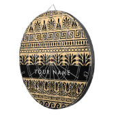 Greek Fret, Mixed Meander Key, Bruin, Jouw naam Dartbord (Voorkant Rechts)