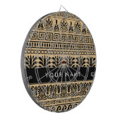 Greek Fret, Mixed Meander Key, Bruin, Jouw naam Dartbord (Voorkant Links)