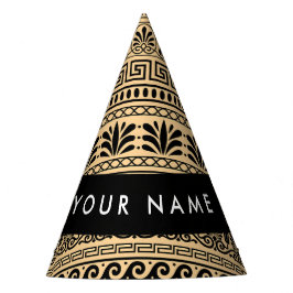 Greek Fret, Mixed Meander Key, Bruin, Jouw naam Feesthoedjes