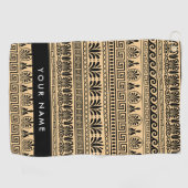 Greek Fret, Mixed Meander Key, Bruin, Jouw naam Golfhanddoek (Horizontaal)