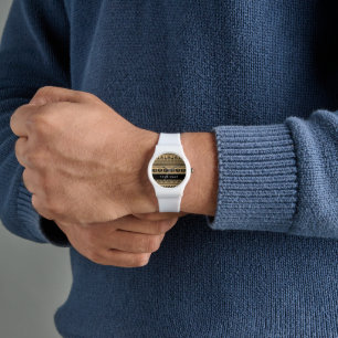 Greek Fret, Mixed Meander Key, Bruin, Jouw naam Horloge