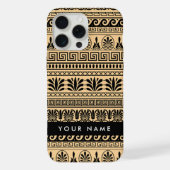 Greek Fret, Mixed Meander Key, Bruin, Jouw naam iPhone Hoesje (Achterkant)