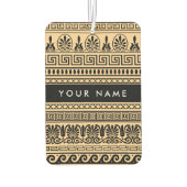 Greek Fret, Mixed Meander Key, Bruin, Jouw naam Luchtverfrisser (Achterkant)