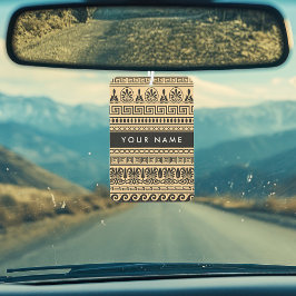 Greek Fret, Mixed Meander Key, Bruin, Jouw naam Luchtverfrisser