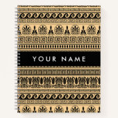Greek Fret, Mixed Meander Key, Bruin, Jouw naam Notitieboek (Voorkant)