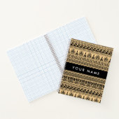 Greek Fret, Mixed Meander Key, Bruin, Jouw naam Notitieboek (Binnen)