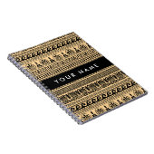 Greek Fret, Mixed Meander Key, Bruin, Jouw naam Notitieboek (Rechterzijde)