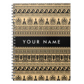 Greek Fret, Mixed Meander Key, Bruin, Jouw naam Notitieboek (Voorkant)